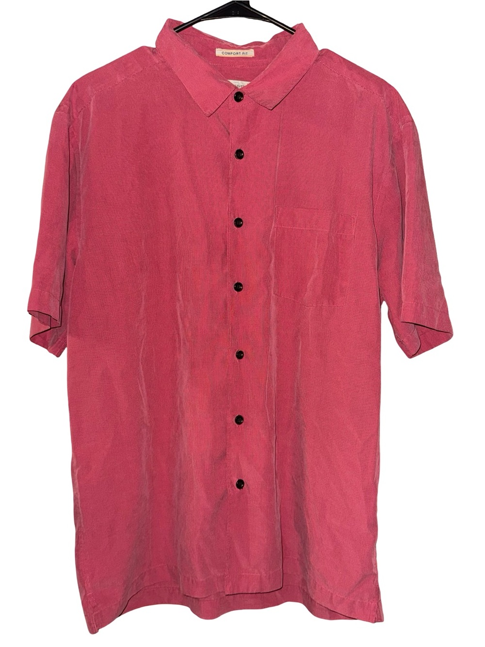 Quiksilver Waterman Comfort Fit Short Sleeve Button Down Shirt Pink Salmon M
